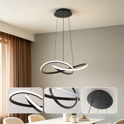 Brilagi - LED dimmelhető dróton függesztett csillár INFINITY LED/55W/230V 3000-6000K 50x50 cm fekete + távirányító