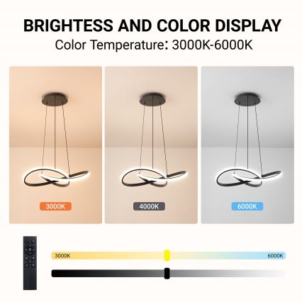 Brilagi - LED dimmelhető dróton függesztett csillár INFINITY LED/55W/230V 3000-6000K 50x50 cm fekete + távirányító