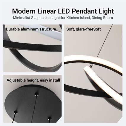 Brilagi - LED dimmelhető dróton függesztett csillár INFINITY LED/55W/230V 3000-6000K 50x50 cm fekete + távirányító