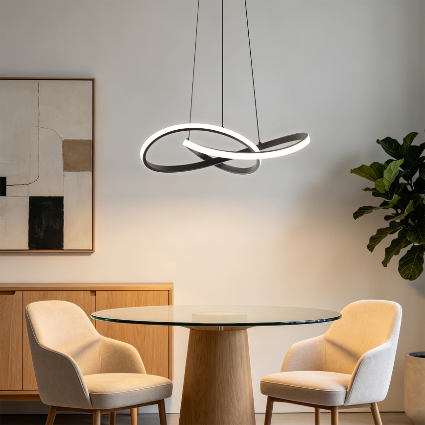 Brilagi - LED dimmelhető dróton függesztett csillár INFINITY LED/55W/230V 3000-6000K 50x50 cm fekete + távirányító