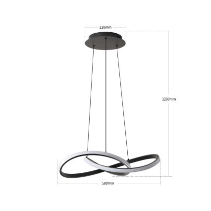 Brilagi - LED dimmelhető dróton függesztett csillár INFINITY LED/55W/230V 3000-6000K 50x50 cm fekete + távirányító