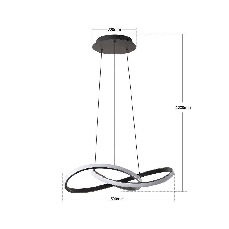 Brilagi - LED dimmelhető dróton függesztett csillár INFINITY LED/55W/230V 3000-6000K 50x50 cm fekete + távirányító