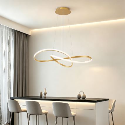 Brilagi - LED fényerőszabályozható sodronyos csillár INFINITY LED/80W/230V 3000-6000K 80x80 cm arany + távirányítóval
