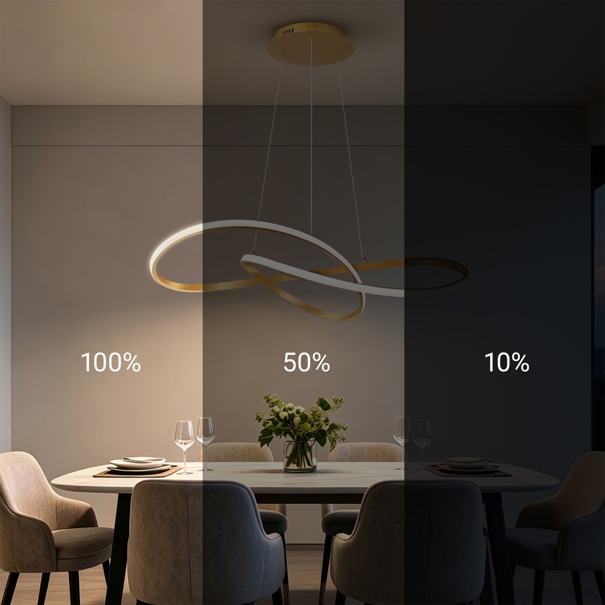 Brilagi - LED fényerőszabályozható sodronyos csillár INFINITY LED/80W/230V 3000-6000K 80x80 cm arany + távirányítóval