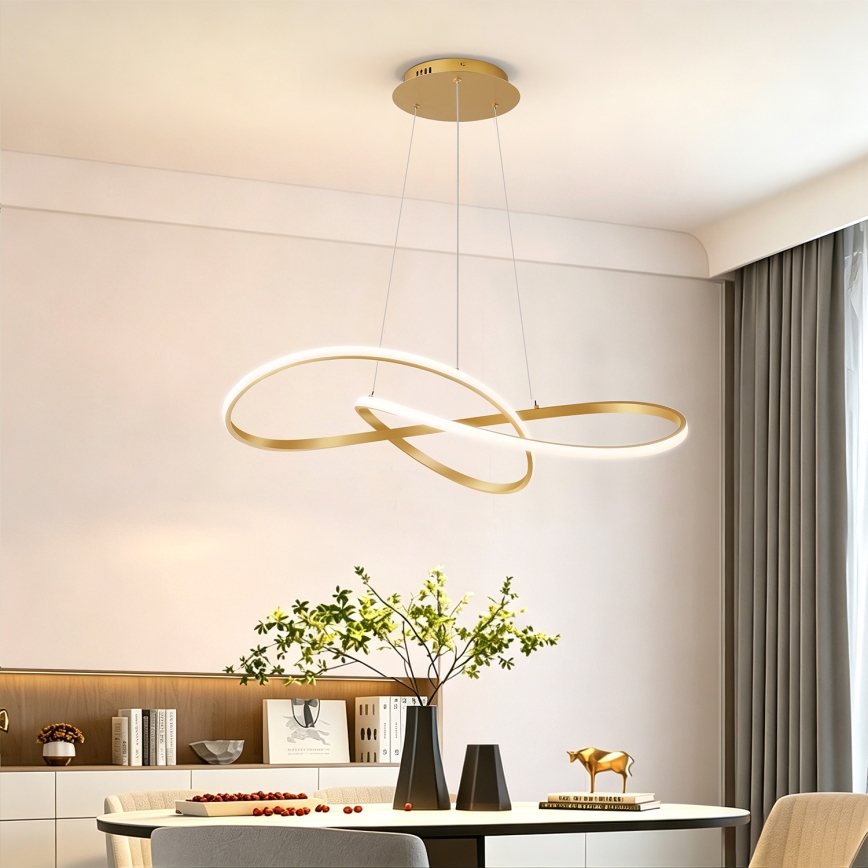 Brilagi - LED fényerőszabályozható sodronyos csillár INFINITY LED/80W/230V 3000-6000K 80x80 cm arany + távirányítóval