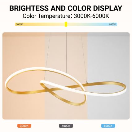 Brilagi - LED fényerőszabályozható sodronyos csillár INFINITY LED/80W/230V 3000-6000K 80x80 cm arany + távirányítóval