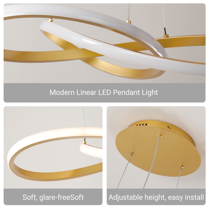 Brilagi - LED fényerőszabályozható sodronyos csillár INFINITY LED/80W/230V 3000-6000K 80x80 cm arany + távirányítóval