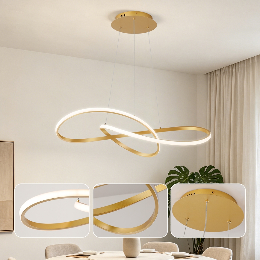 Brilagi - LED fényerőszabályozható sodronyos csillár INFINITY LED/80W/230V 3000-6000K 80x80 cm arany + távirányítóval