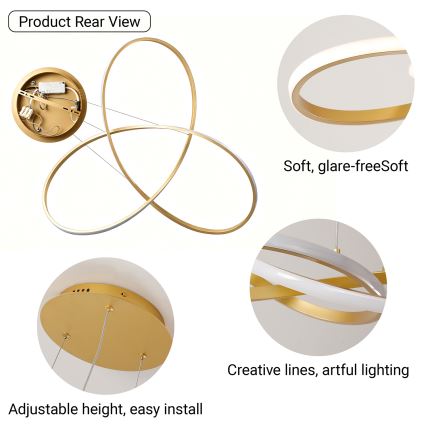 Brilagi - LED fényerőszabályozható sodronyos csillár INFINITY LED/80W/230V 3000-6000K 80x80 cm arany + távirányítóval