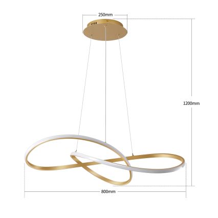 Brilagi - LED fényerőszabályozható sodronyos csillár INFINITY LED/80W/230V 3000-6000K 80x80 cm arany + távirányítóval