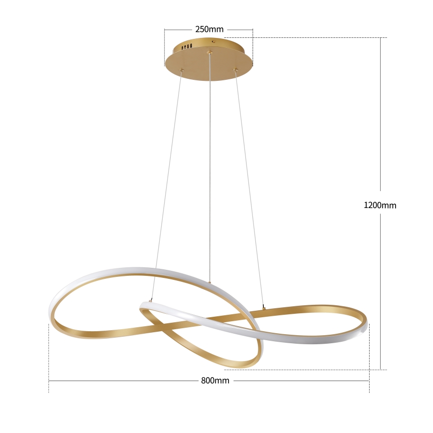 Brilagi - LED fényerőszabályozható sodronyos csillár INFINITY LED/80W/230V 3000-6000K 80x80 cm arany + távirányítóval