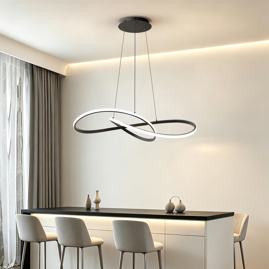 Brilagi - LED dimmelhető kábelen függesztett csillár INFINITY LED/80W/230V 3000-6000K 80x80 cm fekete + távirányító
