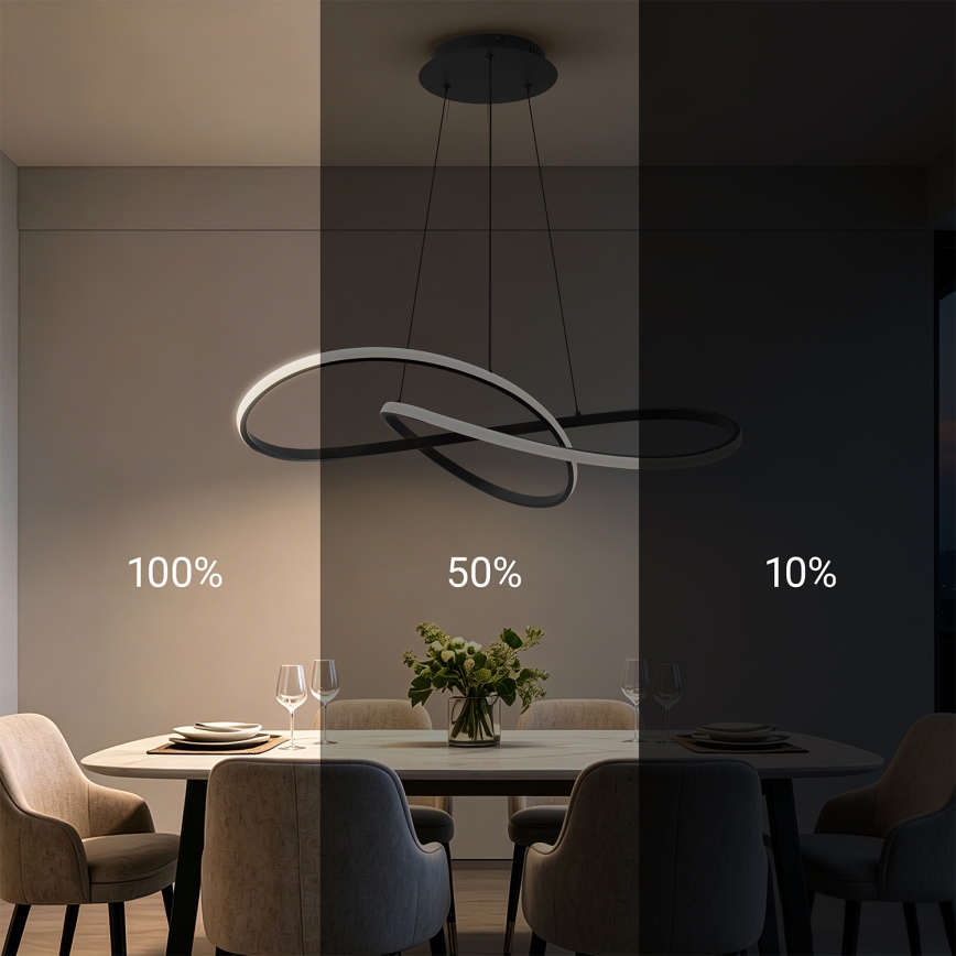 Brilagi - LED dimmelhető kábelen függesztett csillár INFINITY LED/80W/230V 3000-6000K 80x80 cm fekete + távirányító