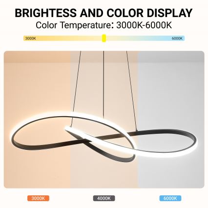 Brilagi - LED dimmelhető kábelen függesztett csillár INFINITY LED/80W/230V 3000-6000K 80x80 cm fekete + távirányító