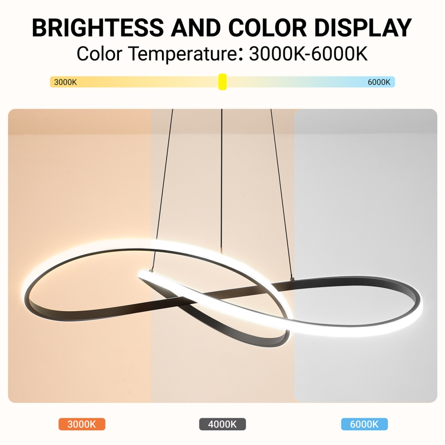 Brilagi - LED dimmelhető kábelen függesztett csillár INFINITY LED/80W/230V 3000-6000K 80x80 cm fekete + távirányító