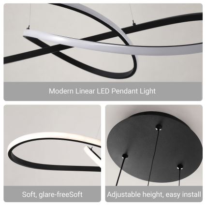 Brilagi - LED dimmelhető kábelen függesztett csillár INFINITY LED/80W/230V 3000-6000K 80x80 cm fekete + távirányító