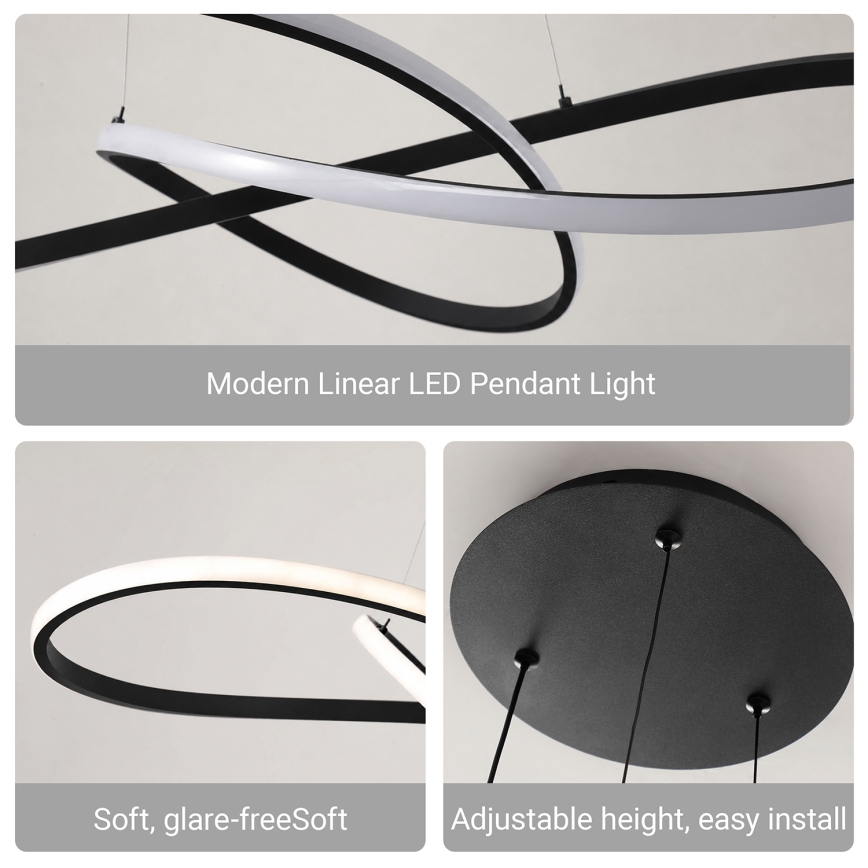 Brilagi - LED dimmelhető kábelen függesztett csillár INFINITY LED/80W/230V 3000-6000K 80x80 cm fekete + távirányító