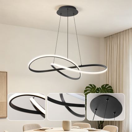 Brilagi - LED dimmelhető kábelen függesztett csillár INFINITY LED/80W/230V 3000-6000K 80x80 cm fekete + távirányító
