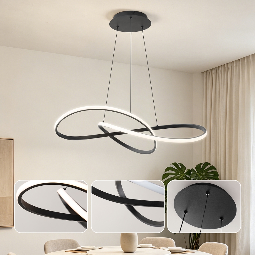 Brilagi - LED dimmelhető kábelen függesztett csillár INFINITY LED/80W/230V 3000-6000K 80x80 cm fekete + távirányító