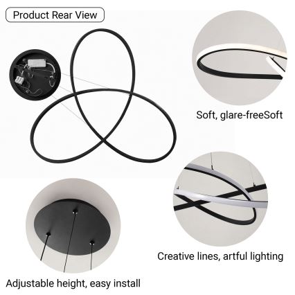 Brilagi - LED dimmelhető kábelen függesztett csillár INFINITY LED/80W/230V 3000-6000K 80x80 cm fekete + távirányító