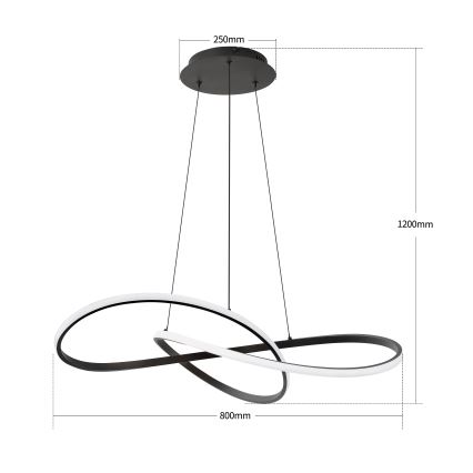 Brilagi - LED dimmelhető kábelen függesztett csillár INFINITY LED/80W/230V 3000-6000K 80x80 cm fekete + távirányító