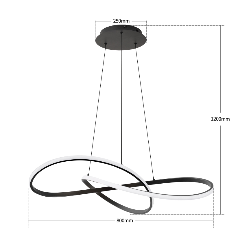 Brilagi - LED dimmelhető kábelen függesztett csillár INFINITY LED/80W/230V 3000-6000K 80x80 cm fekete + távirányító