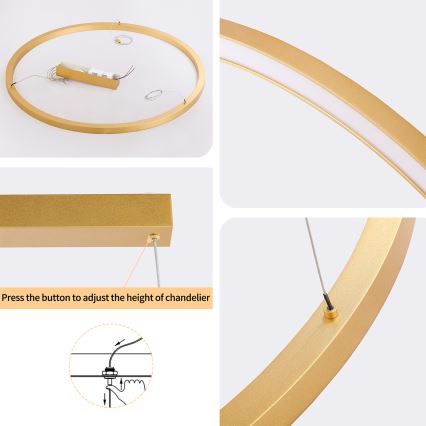 Brilagi - LED dimmelhető kábeles csillár PORTOFINO LED/60W/230V 3000-6000K Ø 80 cm aranyszínű + távirányító