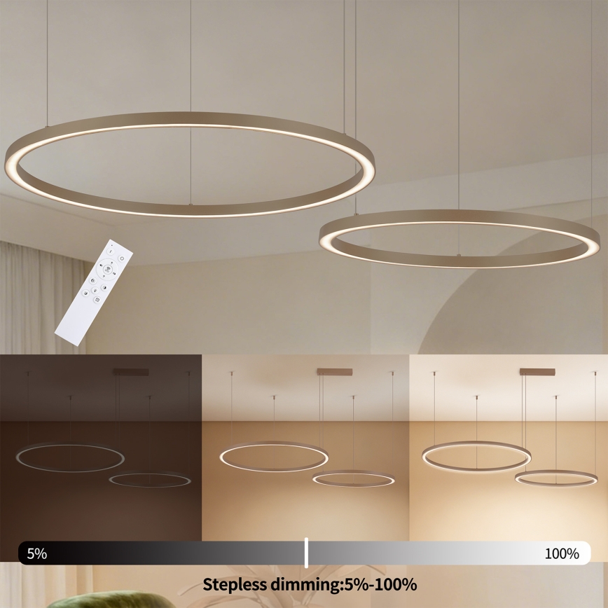 Brilagi - PORTOFINO LED dimmelhető kábeles csillár LED/98W/230V 3000-6000K bézs + távirányító