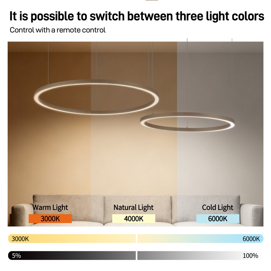Brilagi - PORTOFINO LED dimmelhető kábeles csillár LED/98W/230V 3000-6000K bézs + távirányító