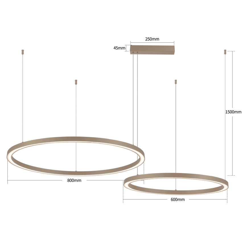 Brilagi - PORTOFINO LED dimmelhető kábeles csillár LED/98W/230V 3000-6000K bézs + távirányító