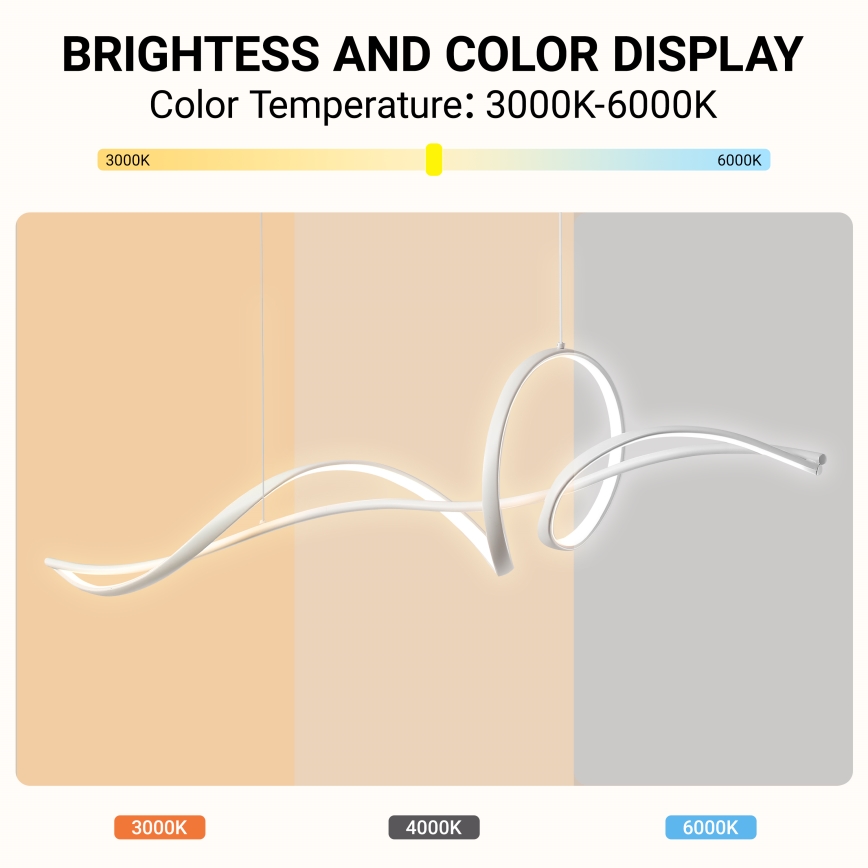 Brilagi - LED fényerőszabályozható kábeles csillár SIGNATURE LED/55W/230V 3000-6000K 120x23 cm fehér + távirányító