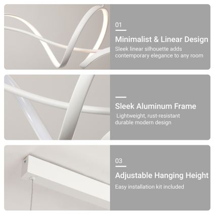 Brilagi - LED fényerőszabályozható kábeles csillár SIGNATURE LED/55W/230V 3000-6000K 120x23 cm fehér + távirányító