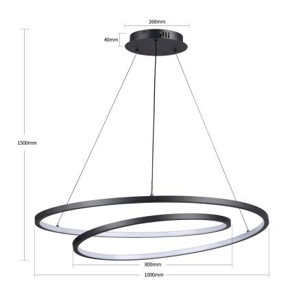 Brilagi - TWISTER LED dimmelhető kábeles függeszték LED/105W/230V 3000–6000K, Ø 100 cm, fekete + távirányítóval