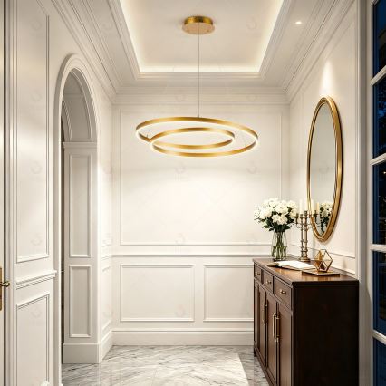 Brilagi - LED fényerőszabályozható kábeles függeszték TWISTER LED/75W/230V 3000-6000K átm. 70 cm arany + távirányítóval