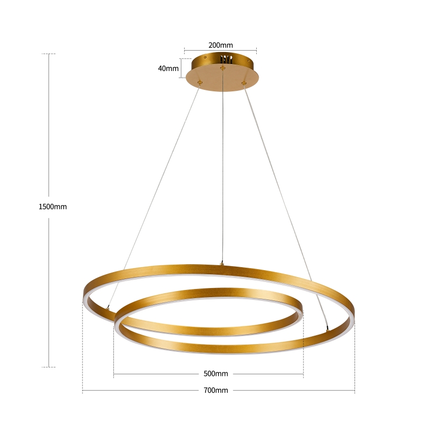 Brilagi - LED fényerőszabályozható kábeles függeszték TWISTER LED/75W/230V 3000-6000K átm. 70 cm arany + távirányítóval