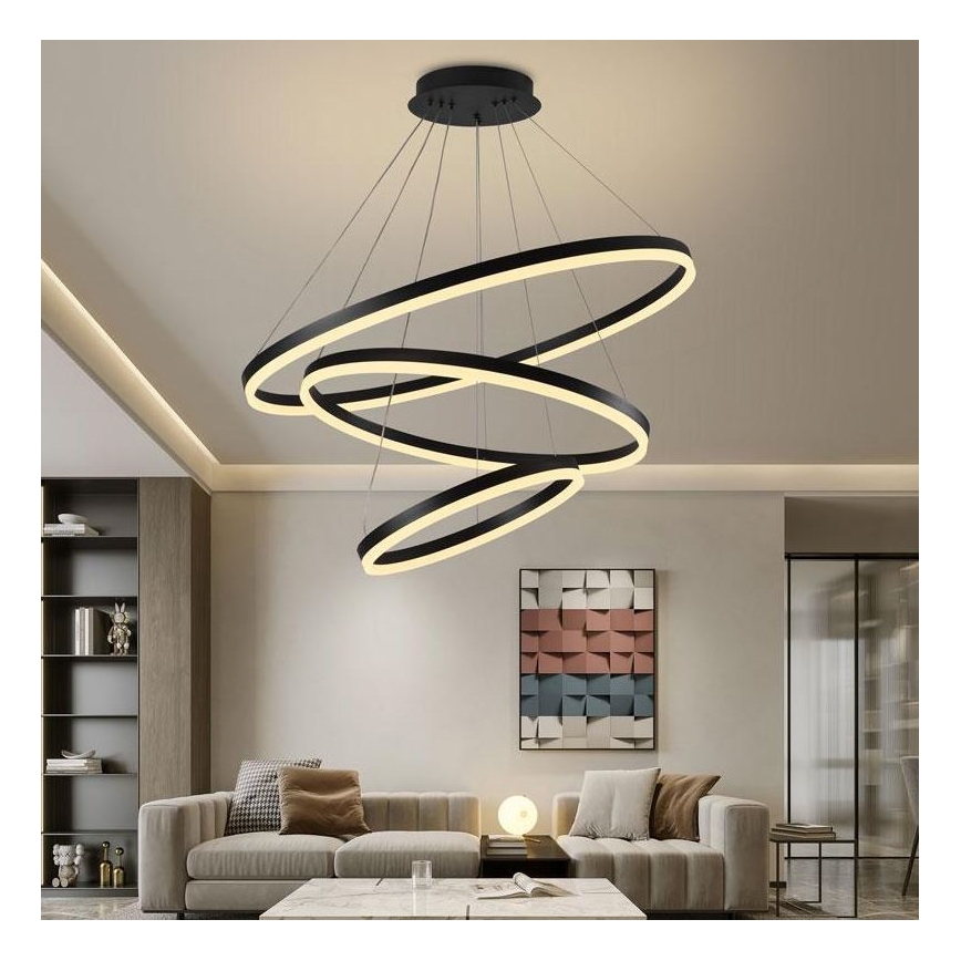 Brilagi - LED fényerőszabályozható, kábelre függeszthető CIRCLE csillár LED/125W/230V 3000–6500K Ø 80 cm fekete + távirányító
