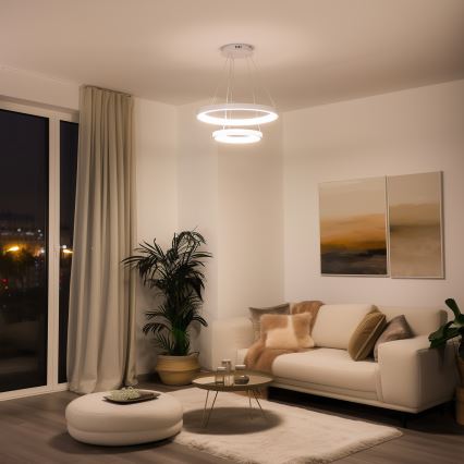 Brilagi - Fényerőszabályozható kábelen függesztett LED csillár FALCON SLIM LED/68W/230V 3000-6500K Ø 50 cm fehér + távirányító