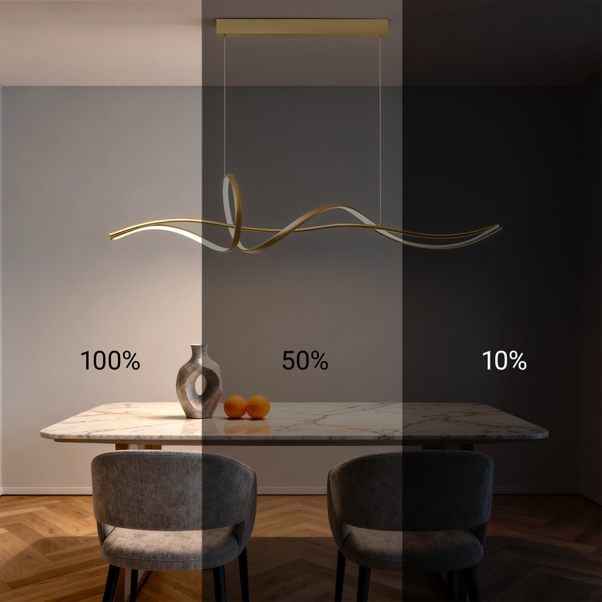 Brilagi - LED fényerőszabályozható kábelen függesztett csillár SIGNATURE LED/55W/230V 3000-6000K 120x23 cm arany + távirányító