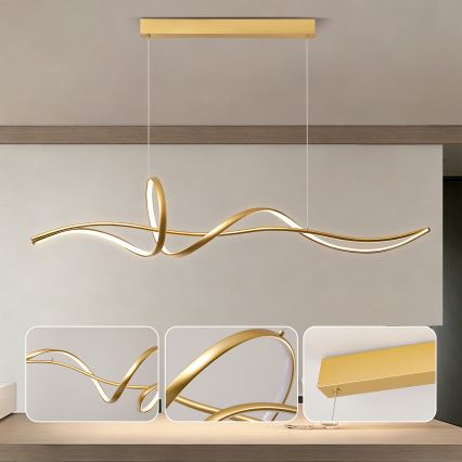 Brilagi - LED fényerőszabályozható kábelen függesztett csillár SIGNATURE LED/55W/230V 3000-6000K 120x23 cm arany + távirányító
