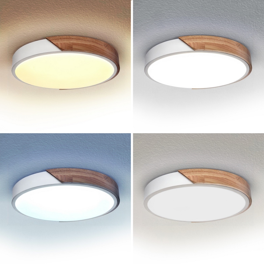 Brilagi - LED dimmelhető mennyezeti lámpa PILANA LED/48W/230V tölgy/fehér Ø 40 cm + távirányító