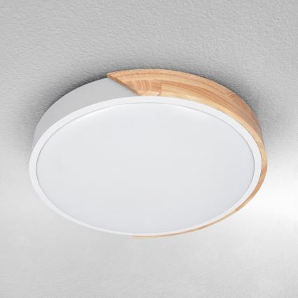 Brilagi - LED dimmelhető mennyezeti lámpa PILANA LED/48W/230V tölgy/fehér Ø 40 cm + távirányító