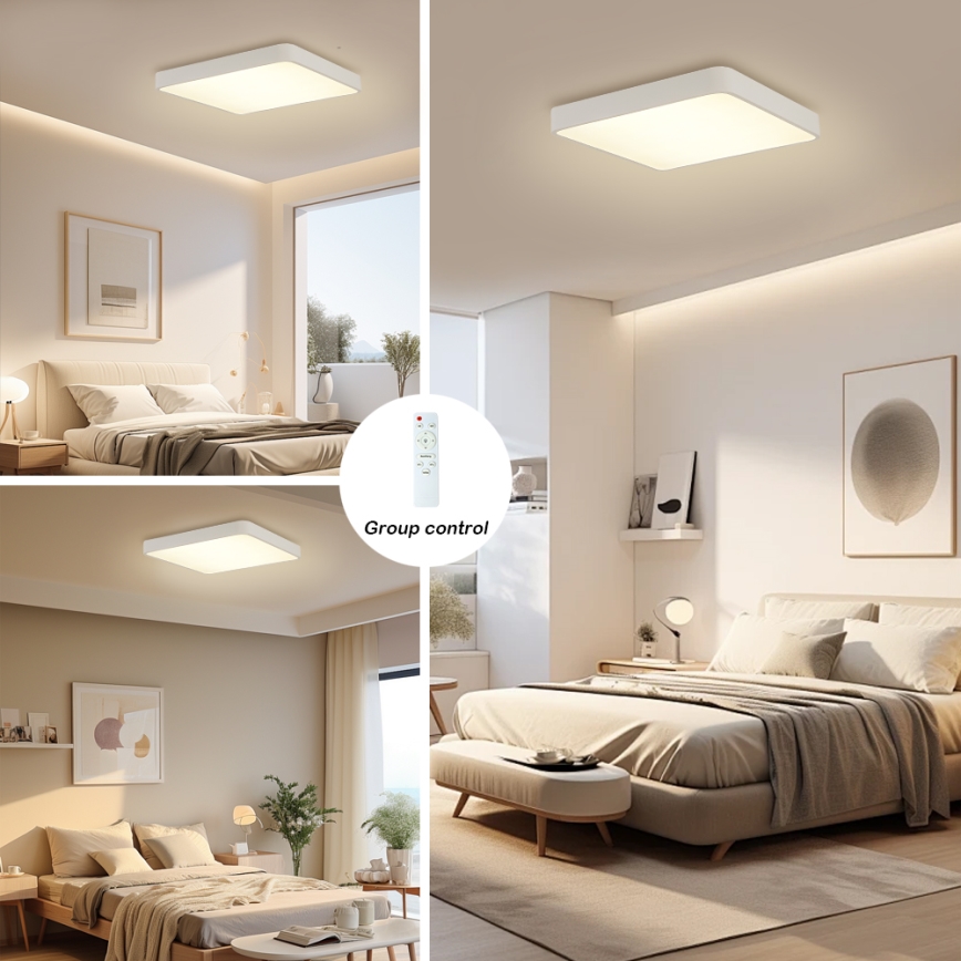 Brilagi - LED dimmelhető mennyezeti lámpa POOL SQUARE LED/36W/230V 3000-6000K 40x40 cm fehér + távirányító