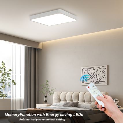 Brilagi - LED dimmelhető mennyezeti lámpa POOL SQUARE LED/36W/230V 3000-6000K 40x40 cm fehér + távirányító