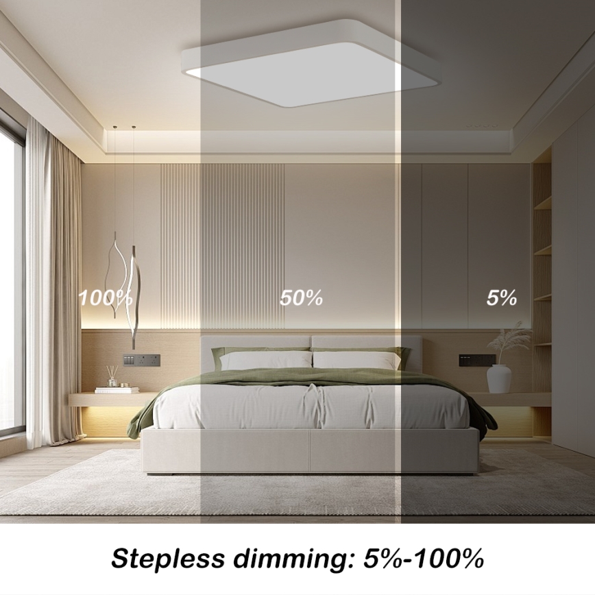 Brilagi - LED dimmelhető mennyezeti lámpa POOL SQUARE LED/36W/230V 3000-6000K 40x40 cm fehér + távirányító