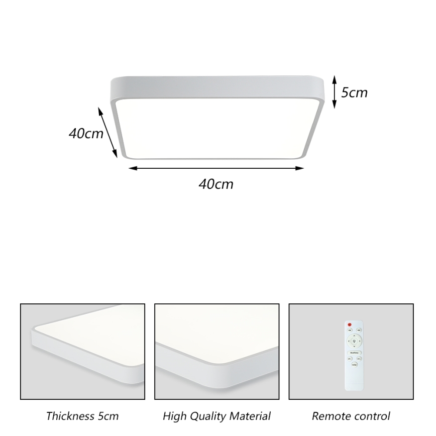 Brilagi - LED dimmelhető mennyezeti lámpa POOL SQUARE LED/36W/230V 3000-6000K 40x40 cm fehér + távirányító