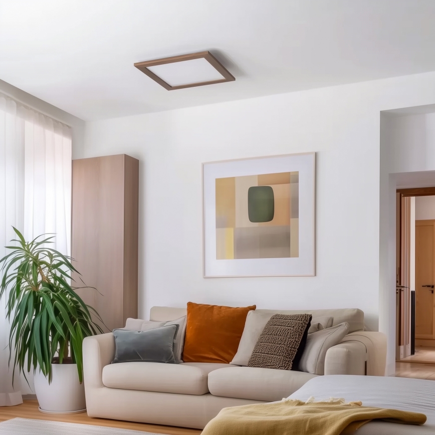 Brilagi - LED Dimmelhető mennyezeti lámpa SLIMFRAME WOOD LED/36W/230V 49,5x49,5 cm 3000-6000K sötét barna + távirányítás