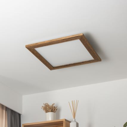 Brilagi - LED Dimmelhető mennyezeti lámpa SLIMFRAME WOOD LED/36W/230V 49,5x49,5 cm 3000-6000K barna + távirányítás