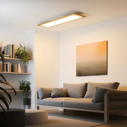 Brilagi - LED Dimmelhető mennyezeti lámpa SLIMFRAME WOOD LED/58W/230V 124x34 cm 3000-6000K barna + távirányítás