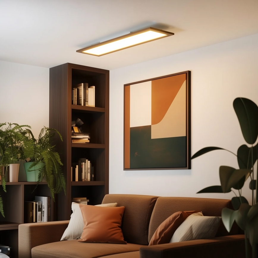 Brilagi - LED Dimmelhető mennyezeti lámpa SLIMFRAME WOOD LED/58W/230V 124x34 cm 3000-6000K sötét barna + távirányítás