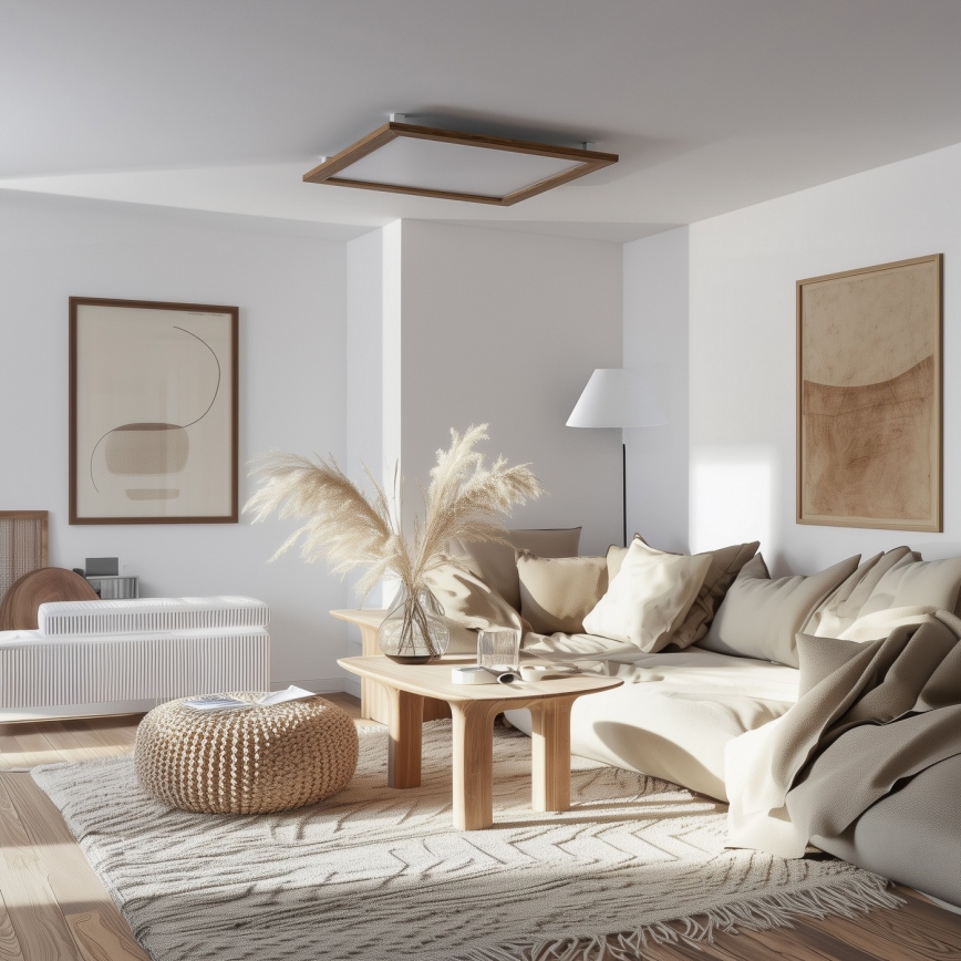 Brilagi - LED Dimmelhető mennyezeti lámpa SLIMFRAME WOOD LED/58W/230V 64x64 cm 3000-6000K barna + távirányítás